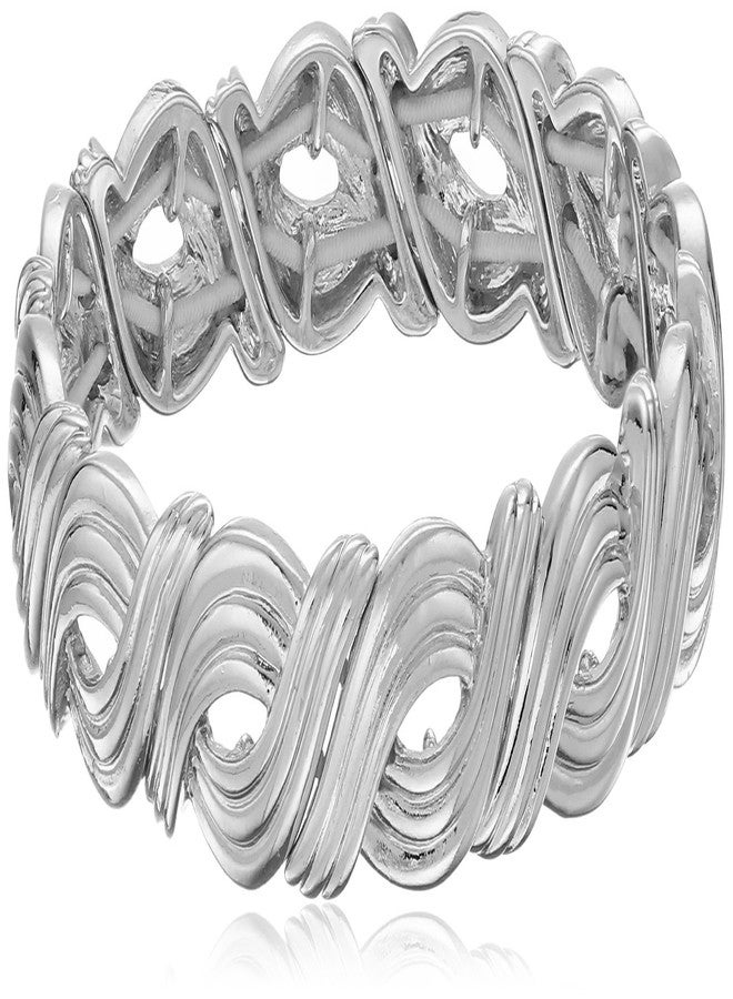 Napier "In Chains Silver" Silver-Tone Knot Stretch Bracelet - Image 1