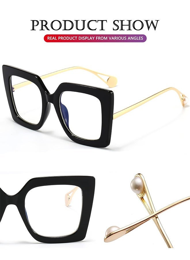 CIKJUK Blue Light Glasses for Women and Men Openwork Metal Anti-Radiation Blue Light Blocking Eye Glasses for Reading Computer Gaming Phones Eyeglasses UV Filter Fashion Eyeglass Black - Image 2