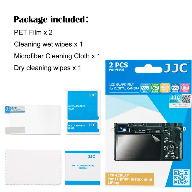 JJC 2 Pack PET Film Screen Protector Compatible for Fujifilm Instax Mini Liplay Anti-Fingerprint Anti-Scratch Water-Resistant 3H Ultra-Thin LCD Protector Cover - Image 2