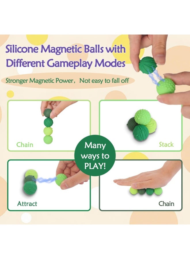 ألعاب سيليكون مغناطيسية كروية للتشنج، 4 قطع ألعاب حسية لتخفيف التوتر لمرضى التوفر وفرط الحركة ونقص الانتباه والقلق، أدوات ذات نسيج ممتع، ألعاب مكتب، هدايا لحشو الجوارب للنساء والرجال والمراهقين - Image 4