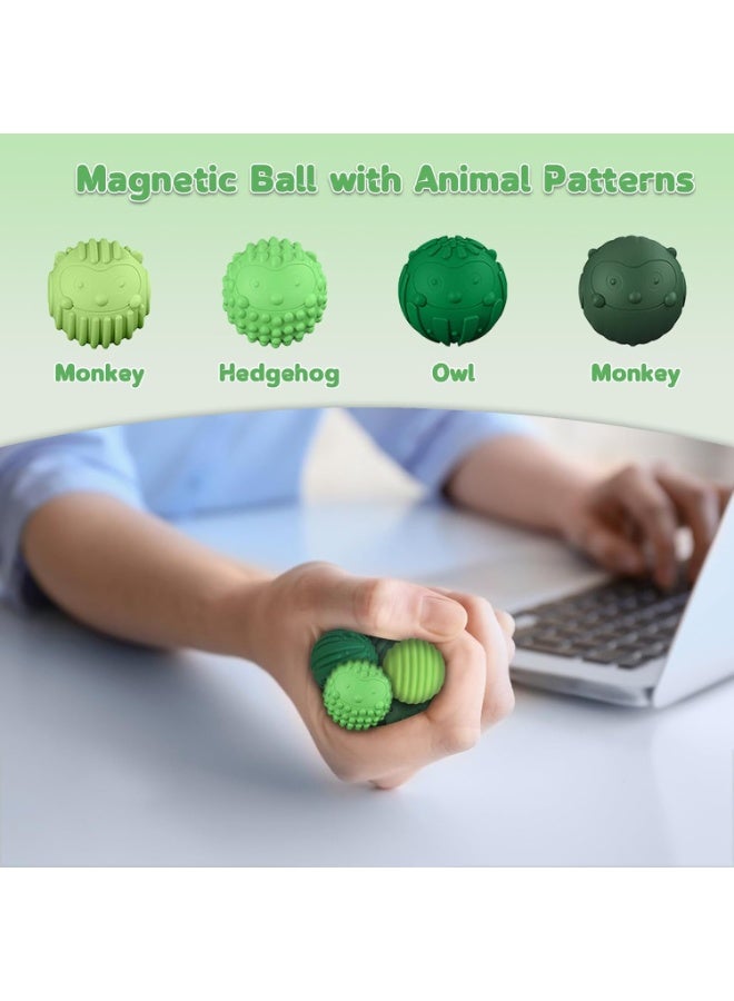 ألعاب سيليكون مغناطيسية كروية للتشنج، 4 قطع ألعاب حسية لتخفيف التوتر لمرضى التوفر وفرط الحركة ونقص الانتباه والقلق، أدوات ذات نسيج ممتع، ألعاب مكتب، هدايا لحشو الجوارب للنساء والرجال والمراهقين - Image 2