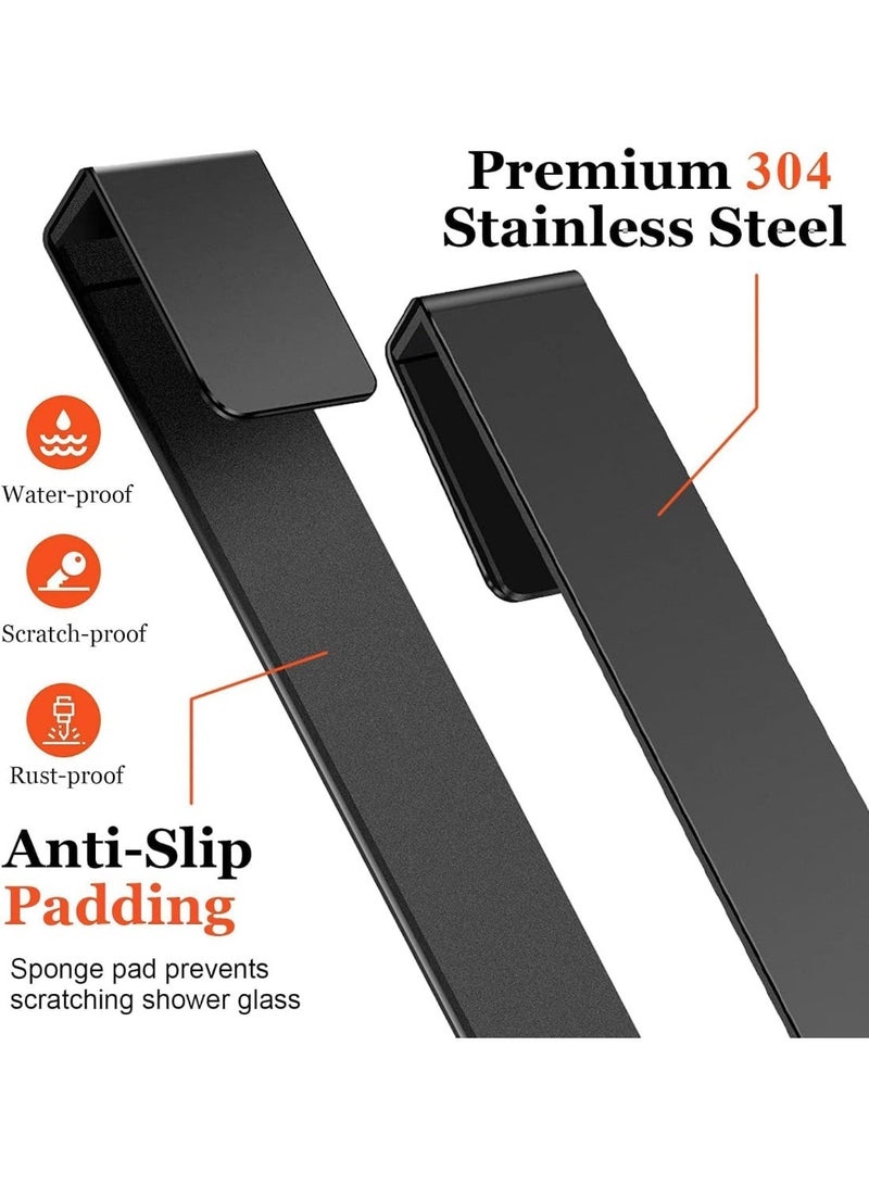 2 دقائق باب الاستحمام ، 8 بوصة لدقائق الباب الطويلة من الزجاج غير الإطار في الحمام ، SUS304 منشفة من الفولاذ المقاوم للصدأ لدقائق ثقيلة لمكافحة الانزلاق من الثوب والمناشف (أسود) - Image 5