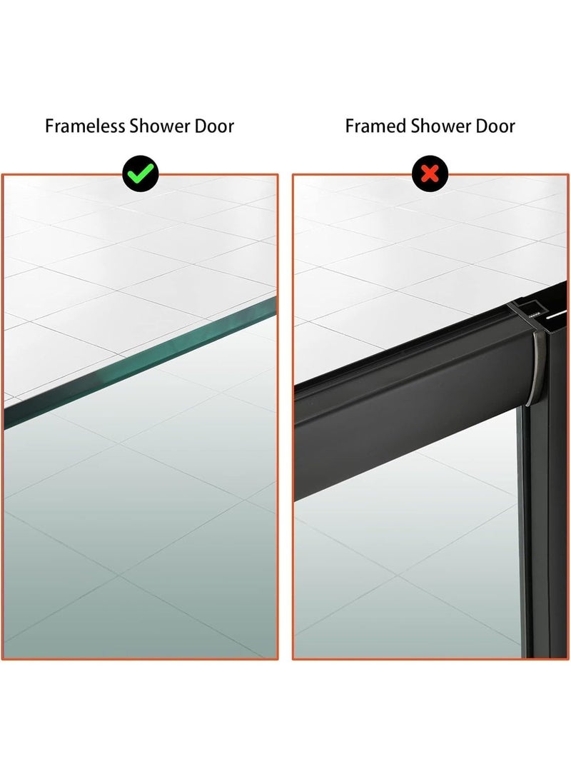 2 دقائق باب الاستحمام ، 8 بوصة لدقائق الباب الطويلة من الزجاج غير الإطار في الحمام ، SUS304 منشفة من الفولاذ المقاوم للصدأ لدقائق ثقيلة لمكافحة الانزلاق من الثوب والمناشف (أسود) - Image 4