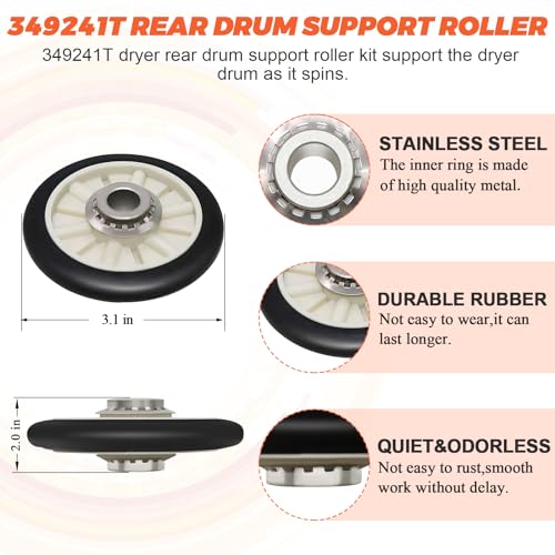 Beaquicy 【Newest】 Upgraded 4392065 Dryer Maintenance Repair Kit by Beaquicy - Fit for Whirlpool Ken-More Crosley Admiral Amana Dryer - Package Includes 349241t Drum Roller 341241 Belt and 691366 Idler Pulley - Image 2
