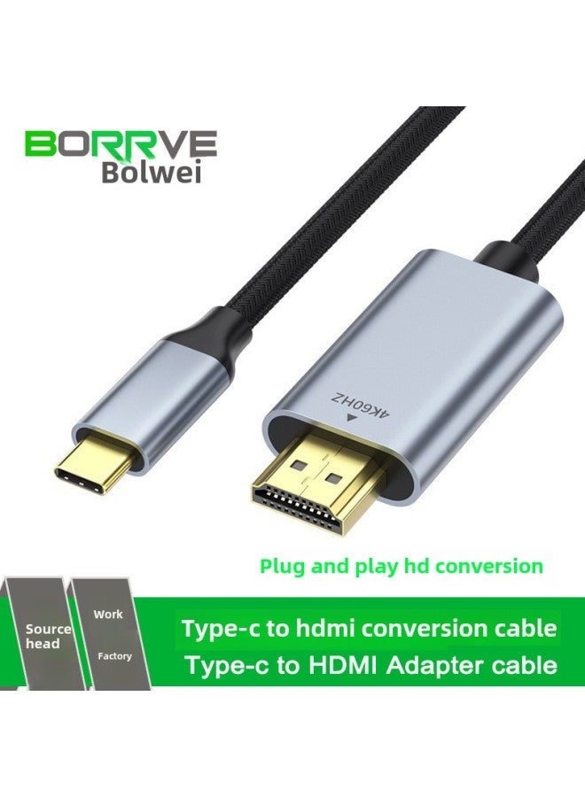 Source Manufacturers Type-c To Hdmi Screen Line HD 4k Mobile Phone Computer External Display With Screen Conversion Line-Color:4k60hz Aluminum Shell Pvc Model 2m - Image 2