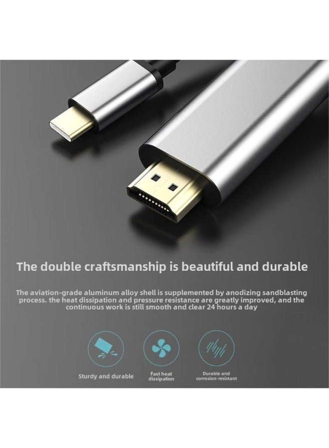 Source Manufacturers Type-c To Hdmi Screen Line HD 4k Mobile Phone Computer External Display With Screen Conversion Line-Color:4k60hz Aluminum Shell Pvc Model 2m - Image 4