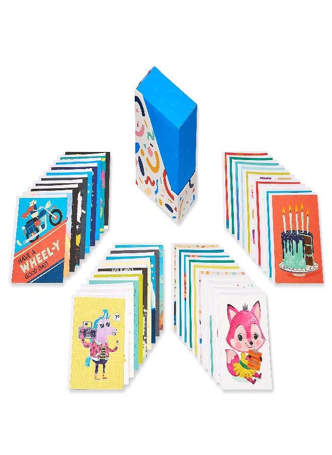 American Greetings - American Greetings Deluxe Kids Birthday Card Assortment, Bright and Cheerful Designs (40-Count) - Image 1