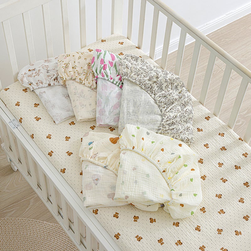 Baby Fitted Bed Sheets, Cotton Gauze, Special Small Bed Sheets for Newborn Babies, Kindergarten Kidsren''s Spliced ??Mattress Cover, Breathable - Image 3