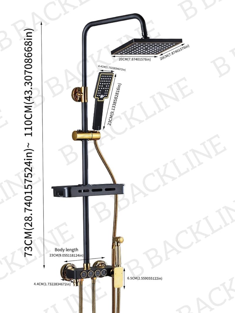 B BACKLINE Backline Shower Set for Bathroom Full Set 4 in 1 Wall Shower Mixer Hot & Cold Shower Panels, Hand shower | overhead Shower | Jet Spray For Bathrooms (Black Gold) - Image 3