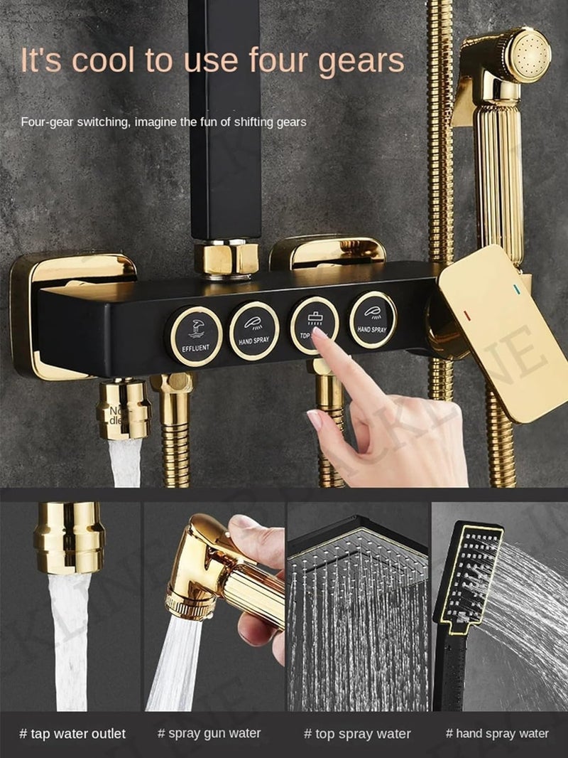 B BACKLINE Backline Shower Set for Bathroom Full Set 4 in 1 Wall Shower Mixer Hot & Cold Shower Panels, Hand shower | overhead Shower | Jet Spray For Bathrooms (Black Gold) - Image 2