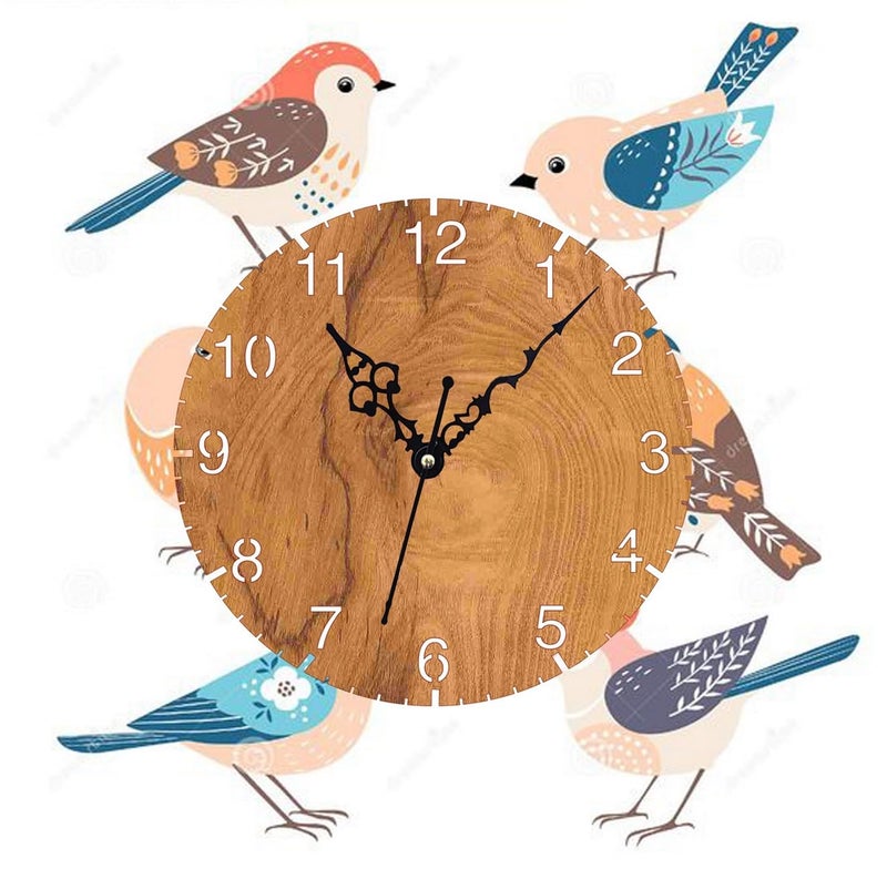 ADK Wooden Wall Clock MDF Designer Wall Watch Trendy Frameless Analog Hanging Home Decor Wall Clock for Bedroom Living Room Kitchen Drawing Room Office Standard 30 x 30 Cm 4 - Image 2