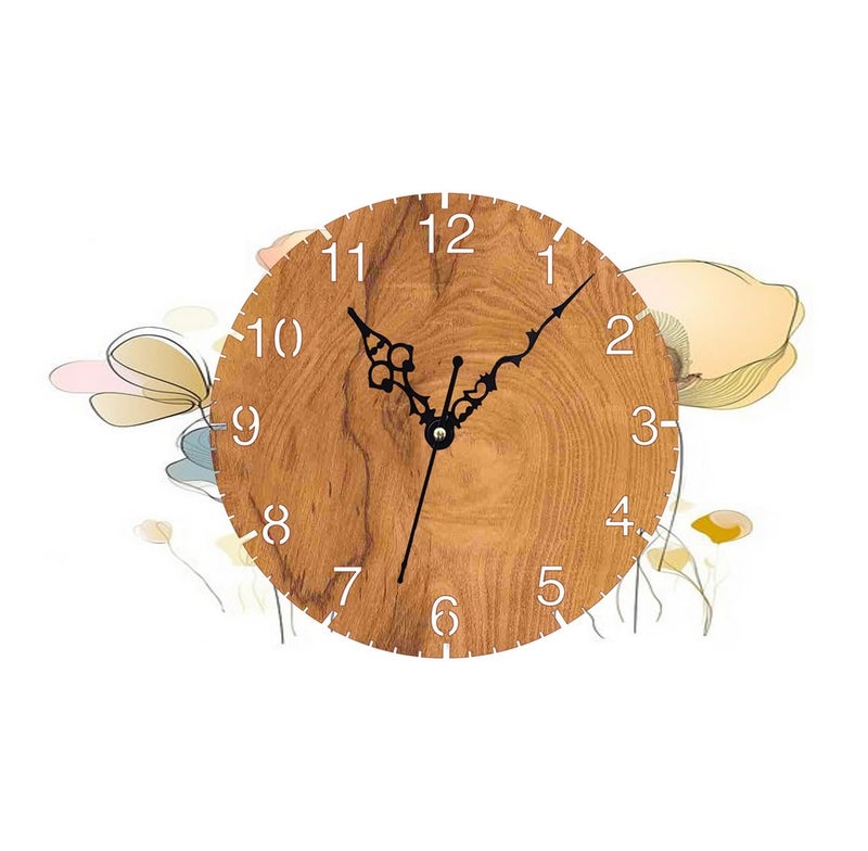 ADK Wooden Wall Clock MDF Designer Wall Watch Trendy Frameless Analog Hanging Home Decor Wall Clock for Bedroom Living Room Kitchen Drawing Room Office Standard 30 x 30 Cm 4 - Image 4