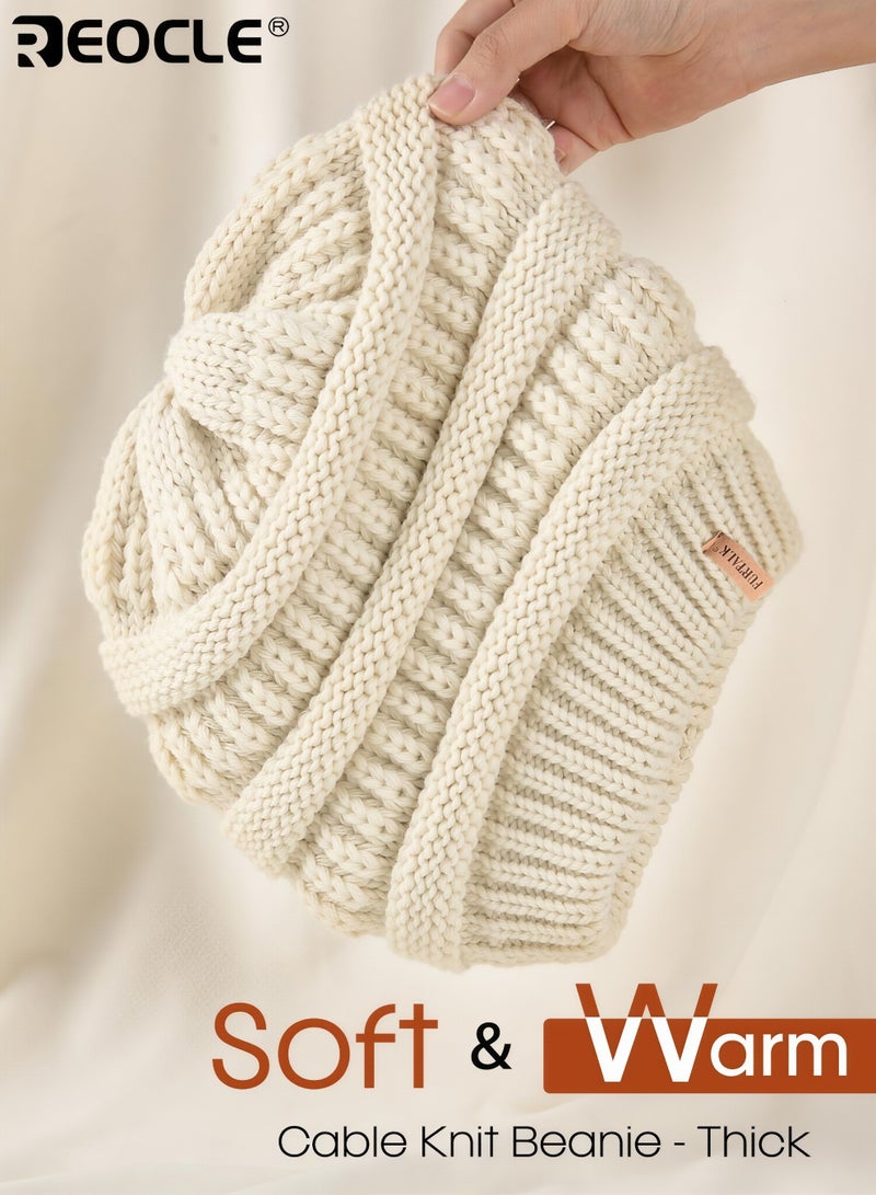 REOCLE Women's Winter Beanie with Slouchy Knit Design and Warm Comfort Fit Ski Cap with Soft Stretch Fabric for Cold Weather Protection - Image 4