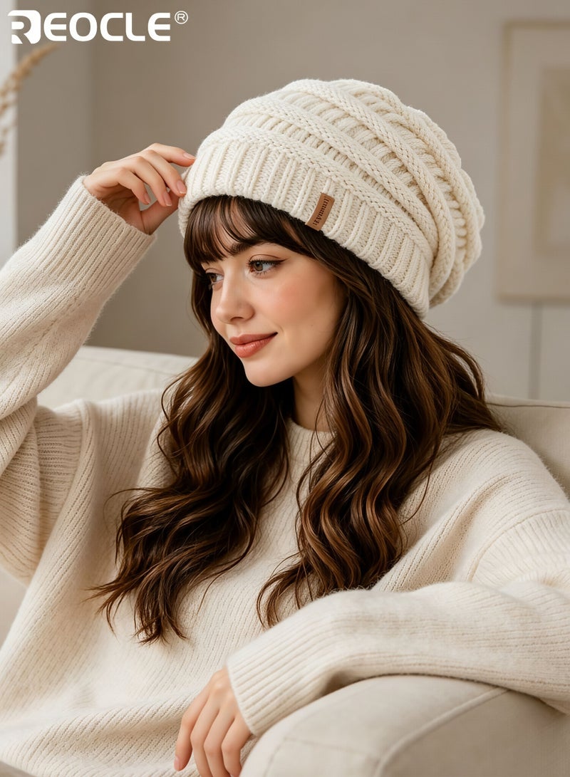 REOCLE Women's Winter Beanie with Slouchy Knit Design and Warm Comfort Fit Ski Cap with Soft Stretch Fabric for Cold Weather Protection - Image 3