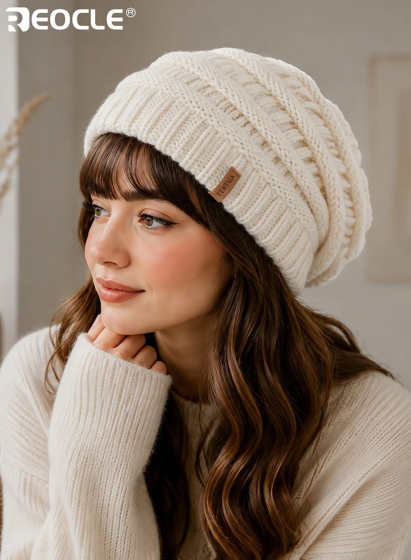 REOCLE Women's Winter Beanie with Slouchy Knit Design and Warm Comfort Fit Ski Cap with Soft Stretch Fabric for Cold Weather Protection - Image 1