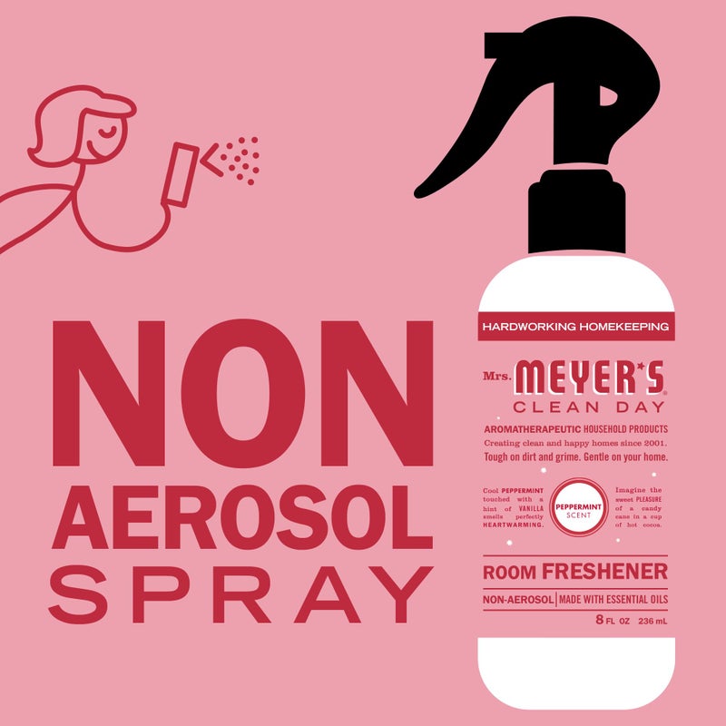 MRS. MEYER'S CLEAN DAY Room and Air Freshener Spray, Non-Aerosol Spray Bottle Infused with Essential Oils, Peppermint, 8 fl. oz - Image 3