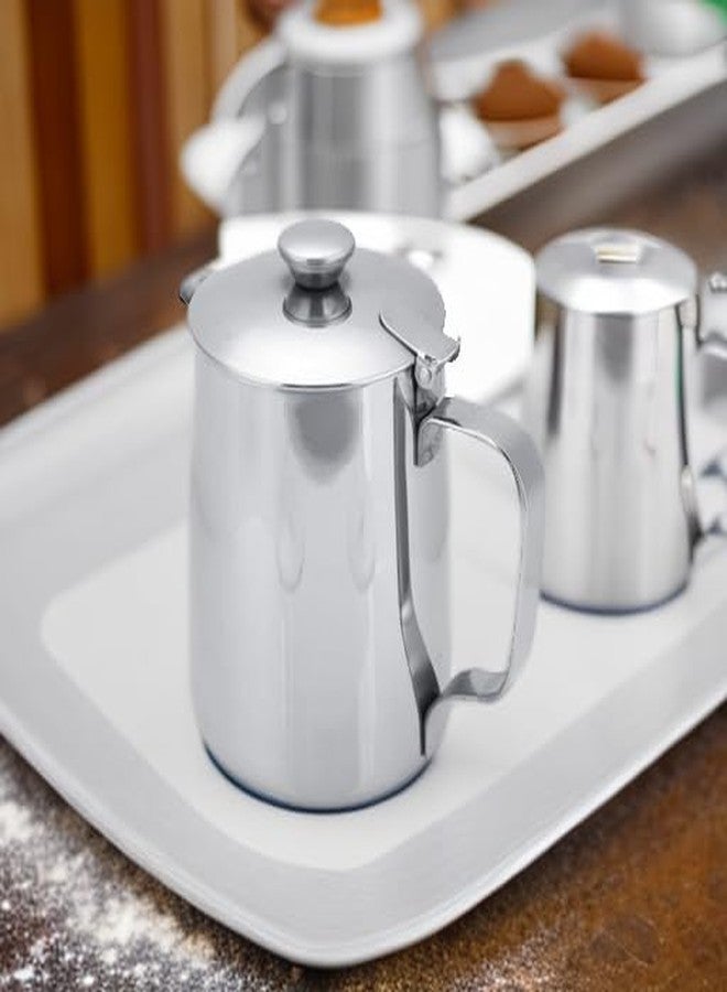 Fdit Stainless Steel Coffee Cup Mug Milk Frothing Pitcher Jug with Lid for Latte Coffee Art for Office Kitchen(600mL) - Image 5