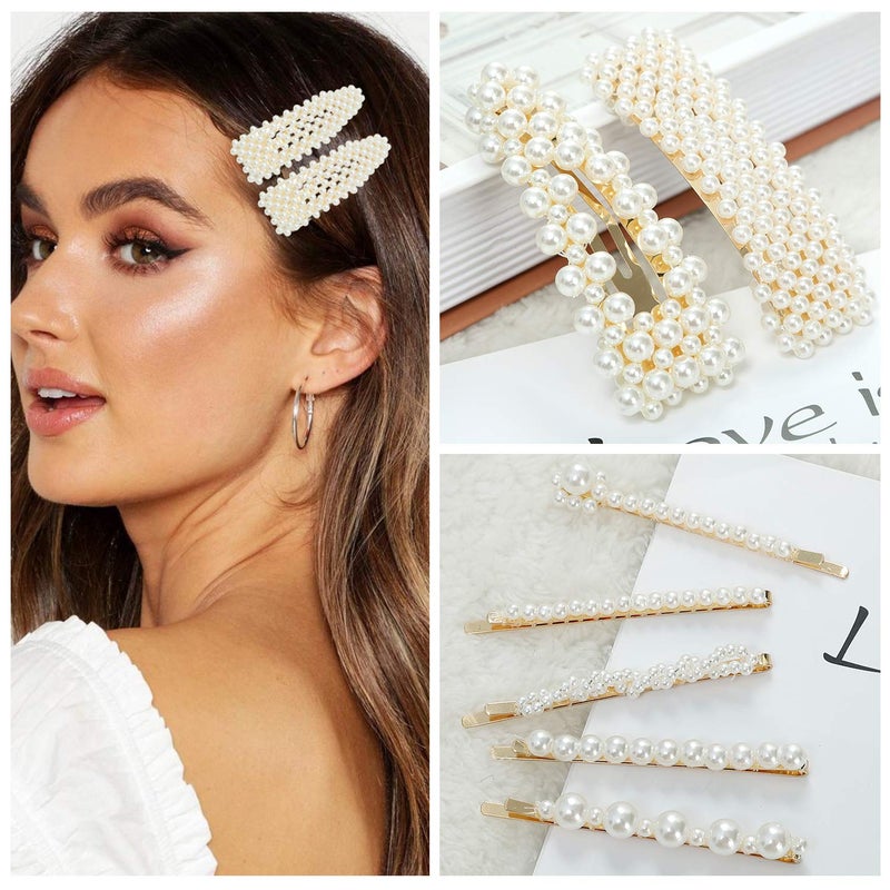 laxizar 18 Pcs Pearl Hair Clips Large Hair Clips Barrette Hair for Women Girls Fashion Hair Accessories - Image 5