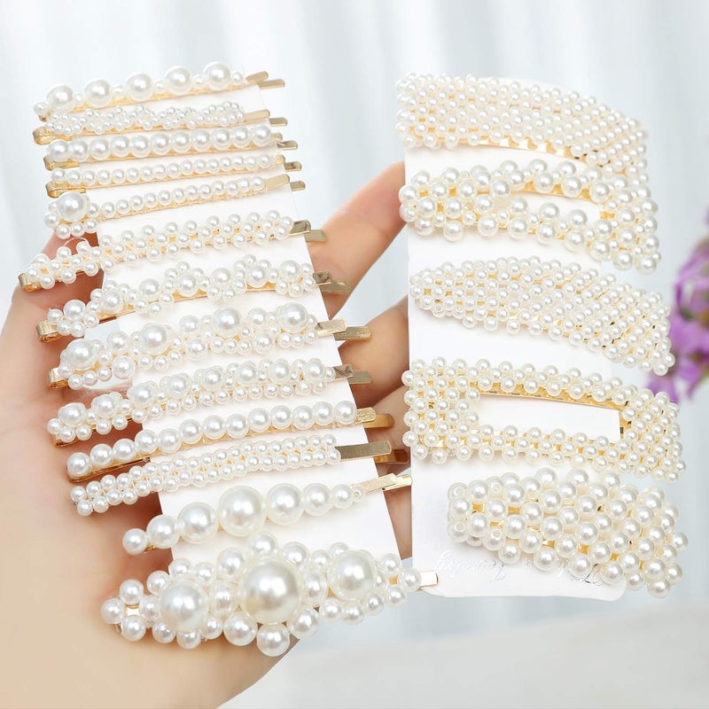 laxizar 18 Pcs Pearl Hair Clips Large Hair Clips Barrette Hair for Women Girls Fashion Hair Accessories - Image 2