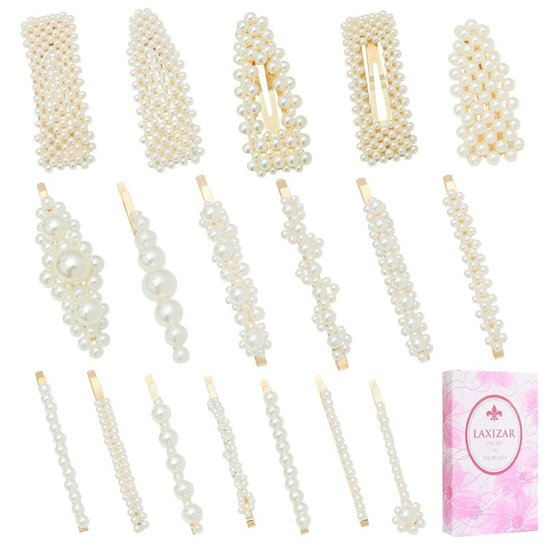 laxizar 18 Pcs Pearl Hair Clips Large Hair Clips Barrette Hair for Women Girls Fashion Hair Accessories - Image 3