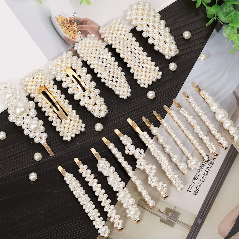 laxizar 18 Pcs Pearl Hair Clips Large Hair Clips Barrette Hair for Women Girls Fashion Hair Accessories - Image 1