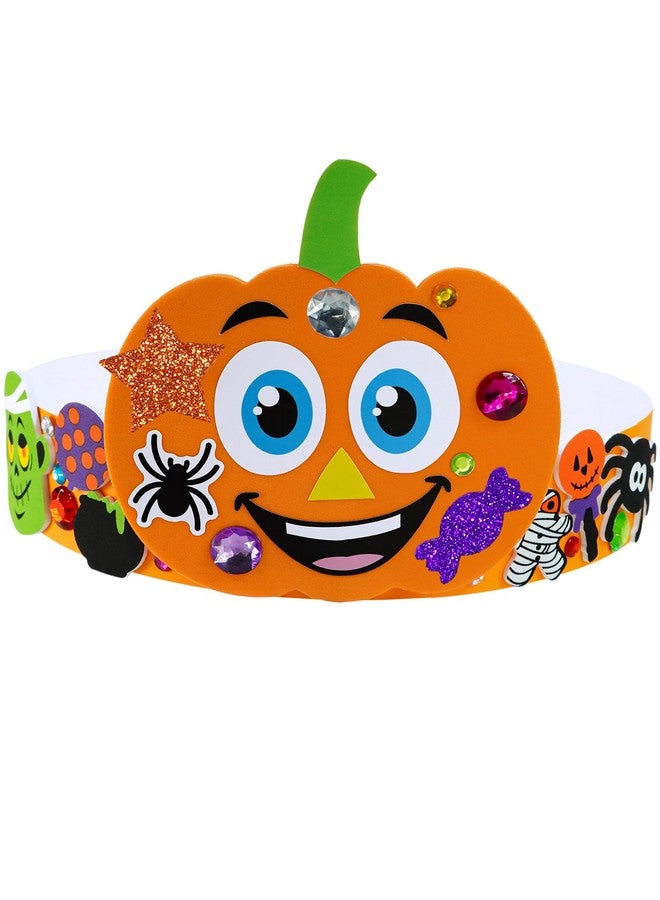 Winlyn 24 Sets Halloween Headbands Craft Kits DIY Crown Art Sets With Foam Stickers - Spider, Bat, Jack-o'-Lantern, Witch Hat - for Kids Classroom Activities, Party, Trick-or-Treat - Image 3