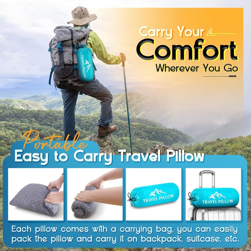 1 MIDDLE ONE Travel Pillow for Sleeping Camping, Memory Foam Small Pillow with Breathable Cover for Backpacking, Airplane, Car (17.5 x 12 Inch) - Image 5