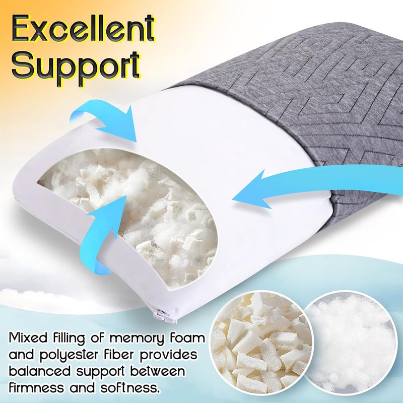 1 MIDDLE ONE Travel Pillow for Sleeping Camping, Memory Foam Small Pillow with Breathable Cover for Backpacking, Airplane, Car (17.5 x 12 Inch) - Image 3