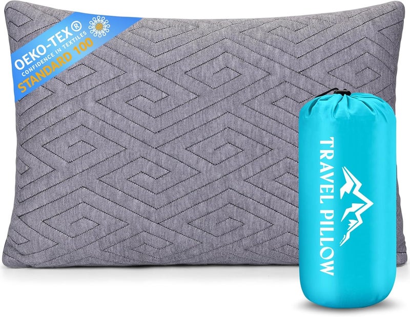 1 MIDDLE ONE Travel Pillow for Sleeping Camping, Memory Foam Small Pillow with Breathable Cover for Backpacking, Airplane, Car (17.5 x 12 Inch) - Image 1