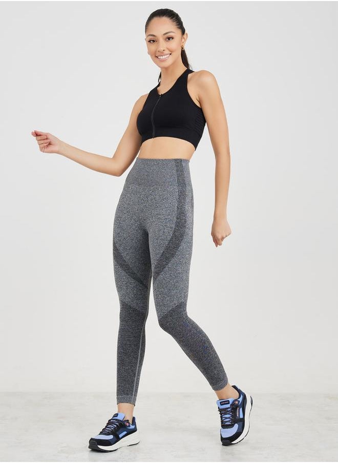 Styli - Front Zip Seamless Knit Detail Sports Bra - Image 1