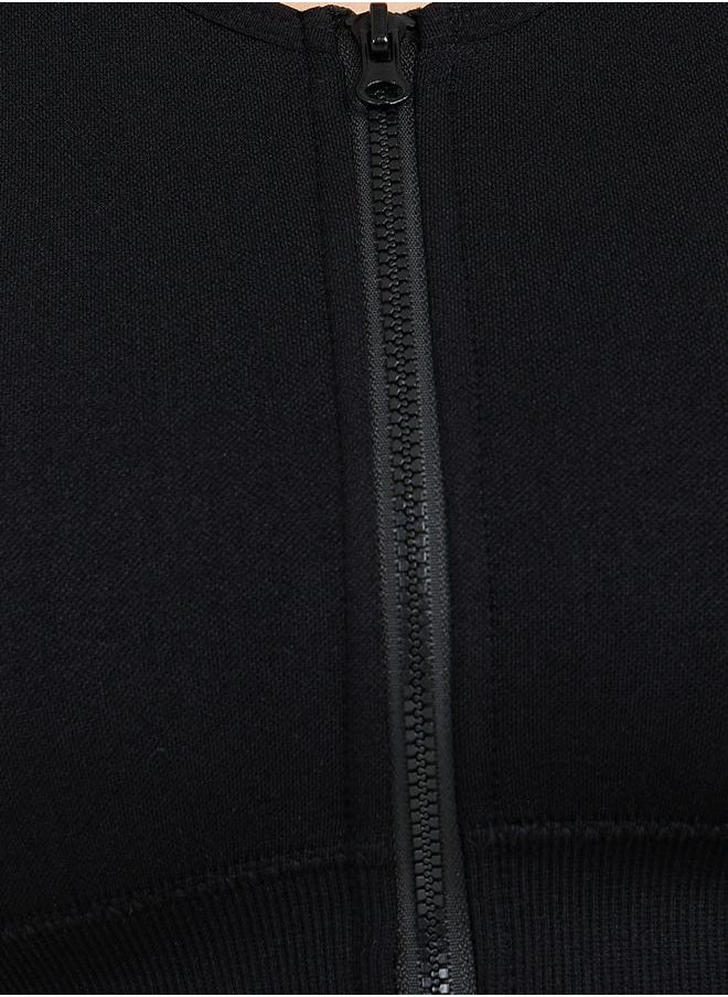 Styli - Front Zip Seamless Knit Detail Sports Bra - Image 1