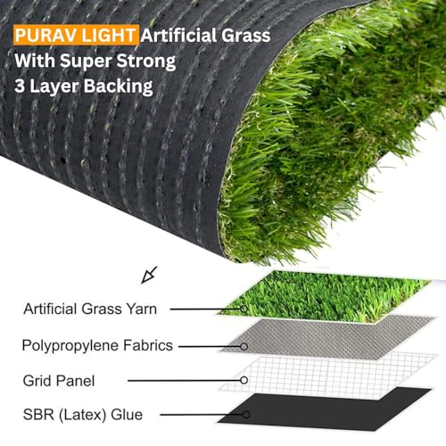 Purav Light Artificial Grass Carpet (1.5 x 12 Feet) | 35mm High Density Premium Turf Mat for Balcony, Garden & Home Decor | Dust & Waterproof, Skin Friendly – Green - Image 5
