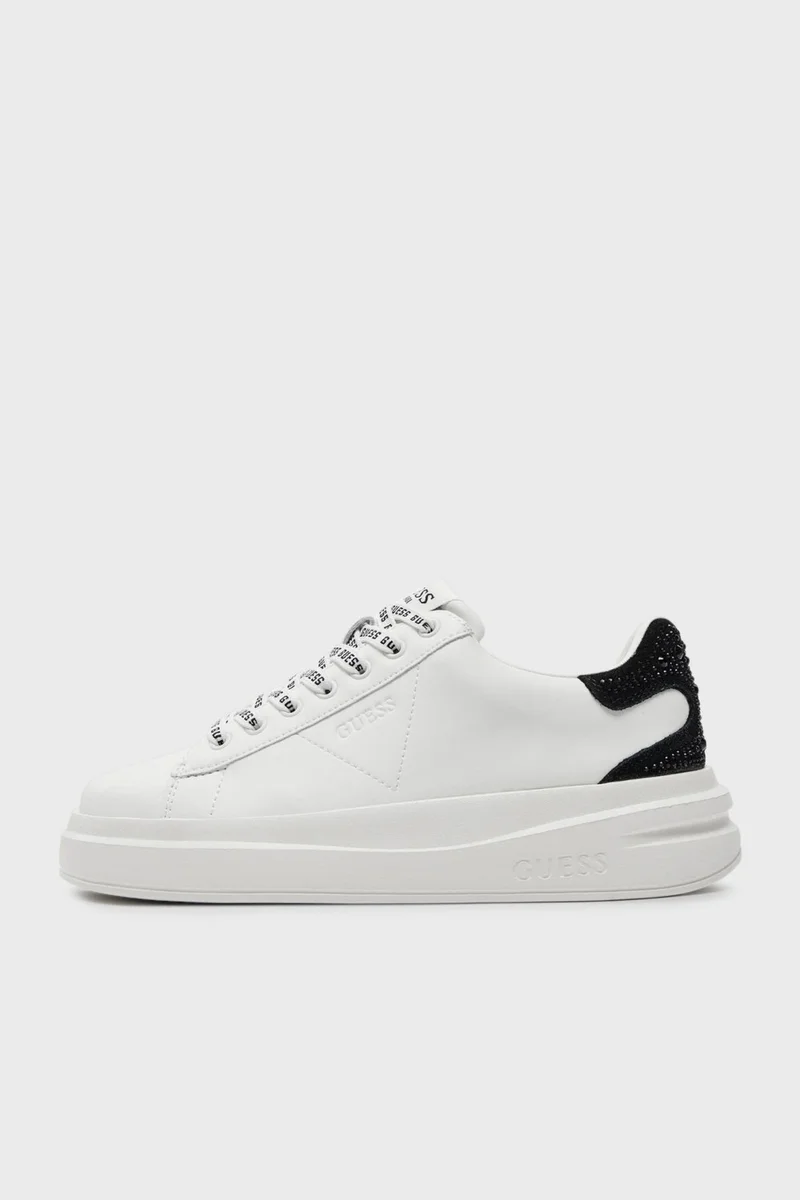 GUESS Elbina Logo Stone Sneaker Shoes FLTELBLEA12 Women's Shoes Fltelb LEA12 Whblk