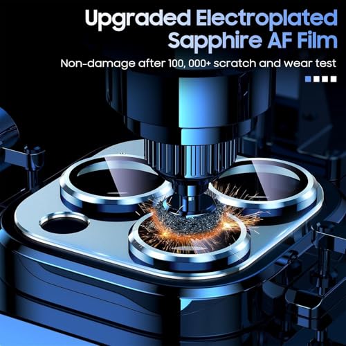 KEKOZE Camera Lens Protector Compatible With iPhone 14 Pro and iPhone 14 Pro Max � Full Coverage 9H Tempered Glass with Metal Plate, HD Clear, Joint Camera Ring Protector - Blue - Image 2