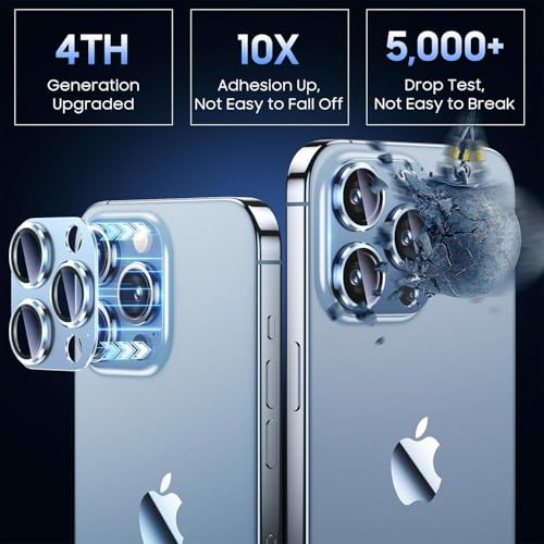 KEKOZE Camera Lens Protector Compatible With iPhone 14 Pro and iPhone 14 Pro Max � Full Coverage 9H Tempered Glass with Metal Plate, HD Clear, Joint Camera Ring Protector - Blue - Image 3