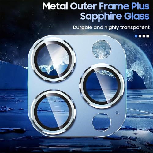 KEKOZE Camera Lens Protector Compatible With iPhone 14 Pro and iPhone 14 Pro Max � Full Coverage 9H Tempered Glass with Metal Plate, HD Clear, Joint Camera Ring Protector - Blue - Image 5