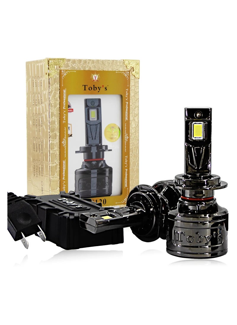 Toby's 2 Pieces H7 120W LED Headlight Bulb Assembly 12000 Lumens Xtreme Bright With Color Temperature 6500K  - Image 1