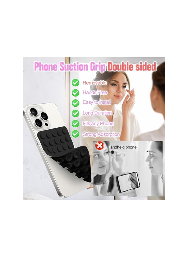 Green Tiger 2 Pcs Silicone Suction Phone Case Mount, Suction Cup Phone Mount Non Slip Sticky Phone Grip for iPhone and Android Phone Accessories Hands-Free Strong Grip Holder for Selfies and Videos - Image 2