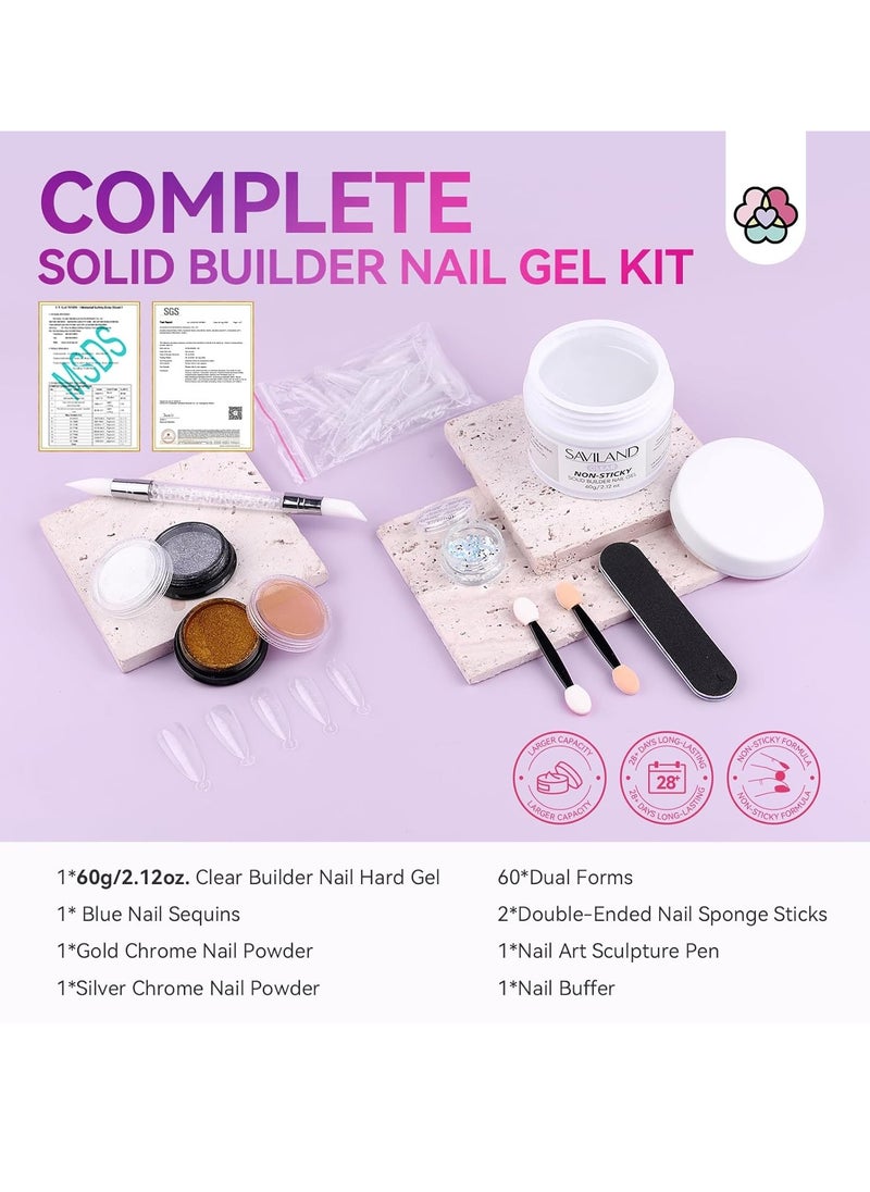 Saviland Saviland Solid Builder Nail Gel - 60g Large Capacity 3D Nail Gel Sculpting Gel for Nail Art Non-Sticky Hand Hard Gel Carving Gel Nail Glue Extension Gel with Sequins Chrome Nail Powder DIY Salon Home  - Image 3