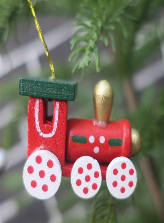 ييهيبيبي مجموعة قطار عيد الميلاد الخشبي من YeahiBaby، 6 قطع، رأس قطار صغير مطلي، زينة معلقة على شجرة عيد الميلاد لتزيين جدران الحفلات - Image 3