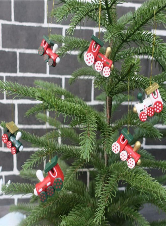 ييهيبيبي مجموعة قطار عيد الميلاد الخشبي من YeahiBaby، 6 قطع، رأس قطار صغير مطلي، زينة معلقة على شجرة عيد الميلاد لتزيين جدران الحفلات - Image 4