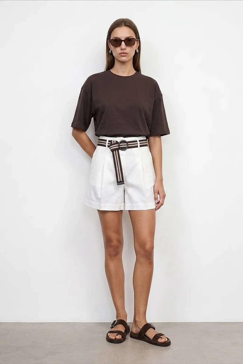 Dilvin Coffee Brown DILVIN Oversized Cotton Crew Neck T-Shirt for Women | Best Price UAE
