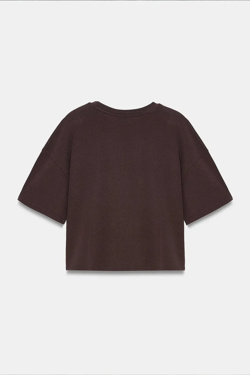 Dilvin Coffee Brown DILVIN Oversized Cotton Crew Neck T-Shirt for Women | Best Price UAE