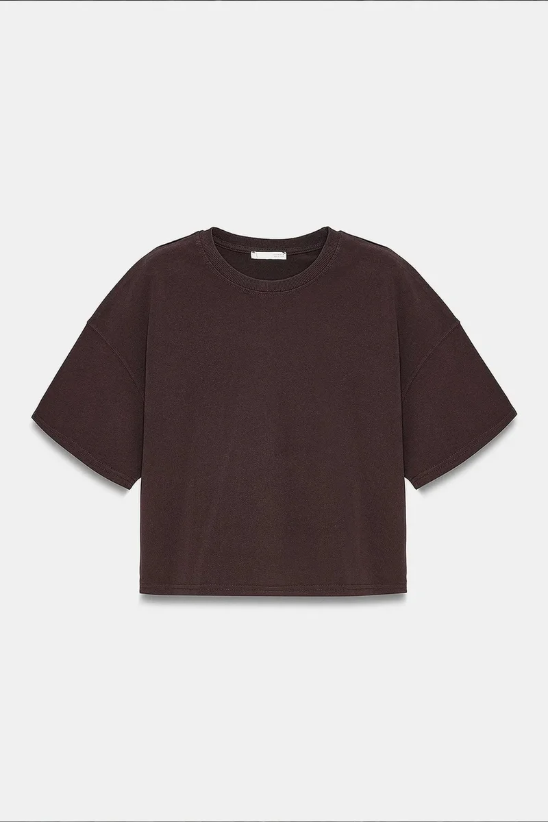 Dilvin Coffee Brown DILVIN Oversized Cotton Crew Neck T-Shirt for Women | Best Price UAE