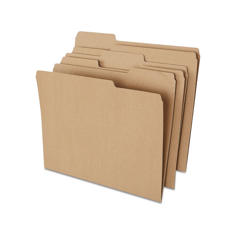 Staples Colored Top-Tab File Folders 3 Tab Kraft Letter Size 100/Pack - Image 1