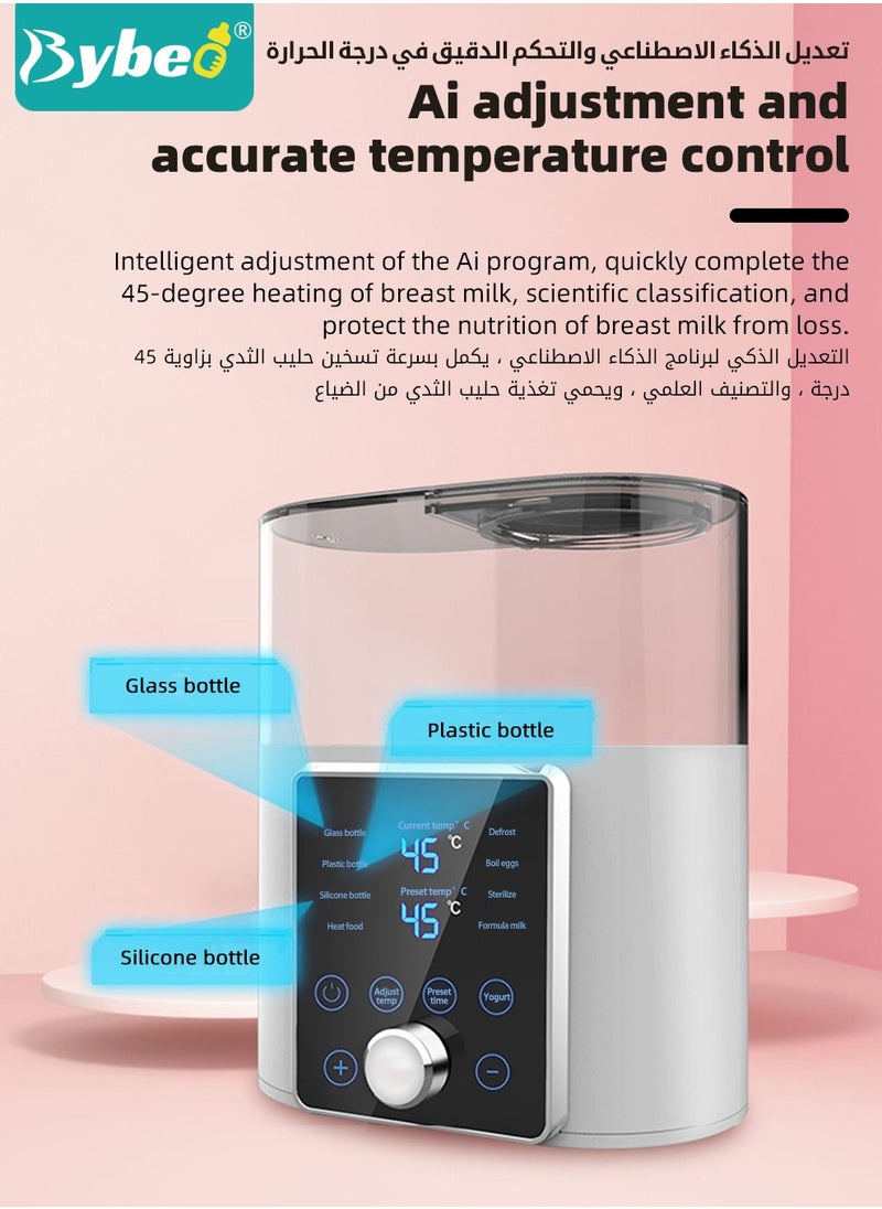 Bybeo 9 In 1 Baby Bottle Warmer & Sterilizer & Electric Baby Food Makerr & Milk Heater Defrost with Timer, Accurate Temperature Control, LCD Display, Night Light, Sterilizing, For Double Bottles Milk Warmer  - Image 3