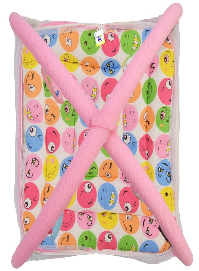 Toddylon Flat Bed Baby Play Gym New Born Baby Bedding|Mat with Hanging Toys|Mattress with Mosquito Net|Cotton Playing Mat|Playmats & Floor Gyms (0-6 Months),1 Count,Pink - Image 5