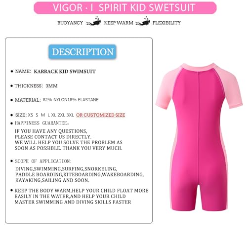 karrack Girls and Boys One Piece Rash Guard Swimsuit Kid Water Sport Short Swimsuit UPF 50+ Sun Protection Bathing Suits Pink (Size 6-7Years) - Image 4