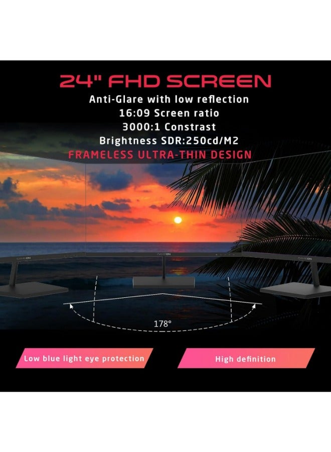 جايم أون شاشة ألعاب أساسية بحجم 23.8 بوصة (1920x1080) FHD، لوحة VA، معدل تحديث 75 هرتز، زمن استجابة 5 مللي ثانية مع HDMI 1.4، تزامن متكيف، مكبرات صوت مدمجة - GB24F75 - Image 3