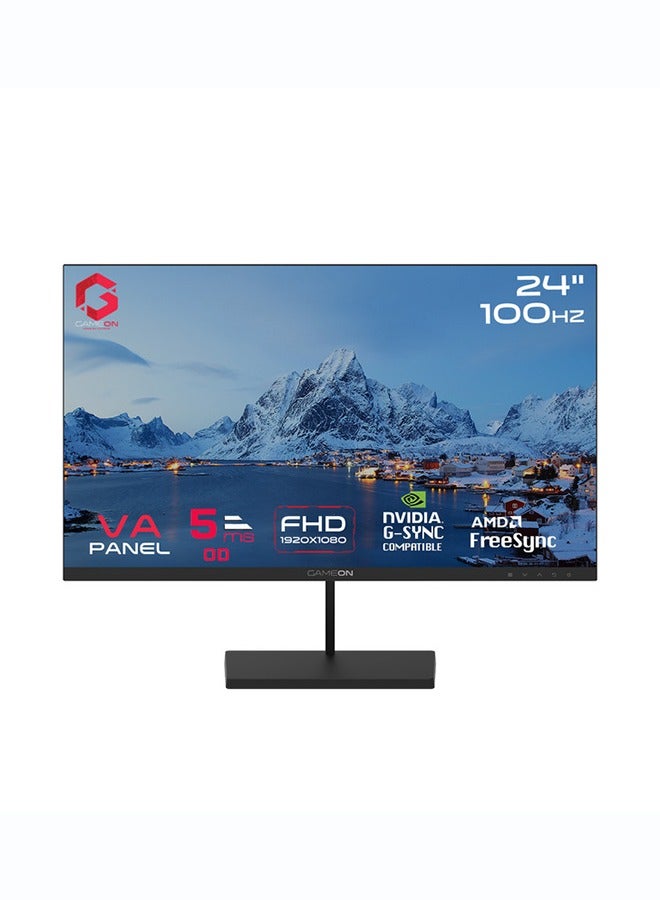 23.8" Inch Basic Series Gaming Monitor (1920x1080) FHD, VA Panel, 75Hz Refresh Rate, 5ms Response Time with HDMI 1.4, Adaptive-Sync, Built-in Speakers - GB24F75 | Black